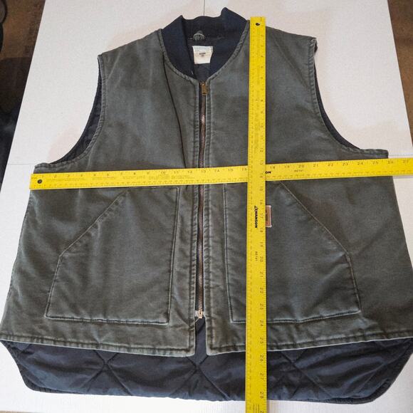Vintage Carhartt Faded Gray Green Canvas Insulated Vest Men's 2XL Gorp 3789 - Picture 6 of 7